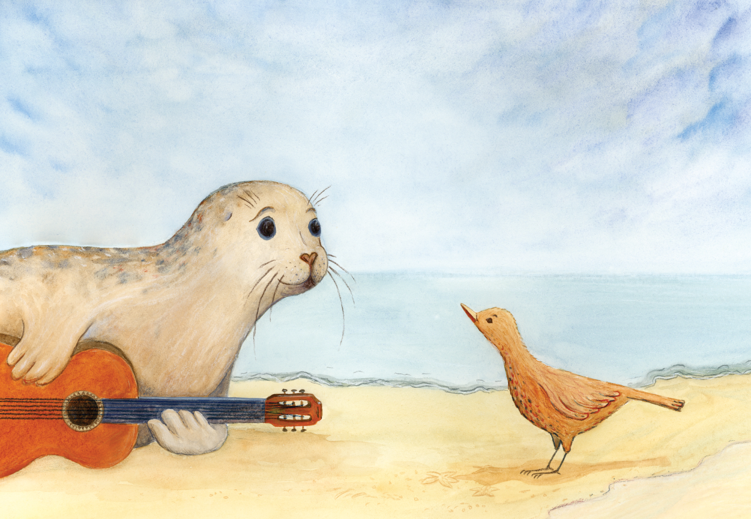'Merel de Waddendirigent' en zeehond met gitaar